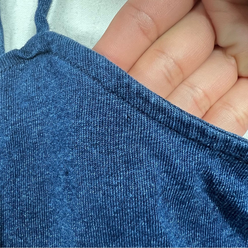 Mango Denim Keyhole Ruffle Tie Front Tank Top - Picture 8 of 9